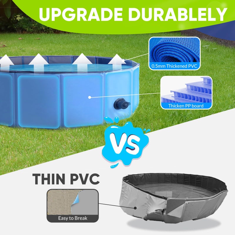 PUPTILY Dog Pool, Foldable Pet Swimming Pool with 6mm High-Strength PP Board, Hard Plastic Collapsible Doggy Pools for Small Dogs Kitty Duck,Non-Slip Doggie Bathtub Quick to Set Up and Drainage Hole(32x8in) - Image 4